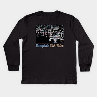 Bangkok Tuk Tuks At Night - Abstract Illustration Kids Long Sleeve T-Shirt